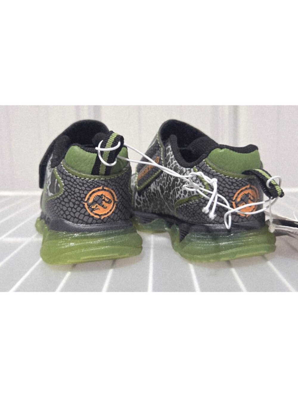 Jurassic World Dinosaur Theme Light Up Green & Black Sneakers -- Little Boys' 8 - Picture 3 of 7